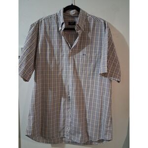 Paul & Shark Yachting Mens Short Sleeve Check Button Down Shirt Logo Size 42 L